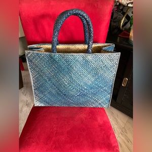 Woven straw beach bag